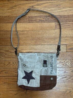 Myra Bag Canvas Star Crossbody Messenger Bag Made from Upcycled Materials